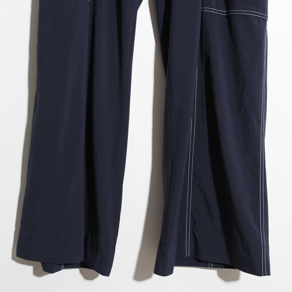 Athleta Chelsea Utility Wide Leg Pant High Rise Navy Blue Contrast Stitch Sz 16 - Picture 5 of 16